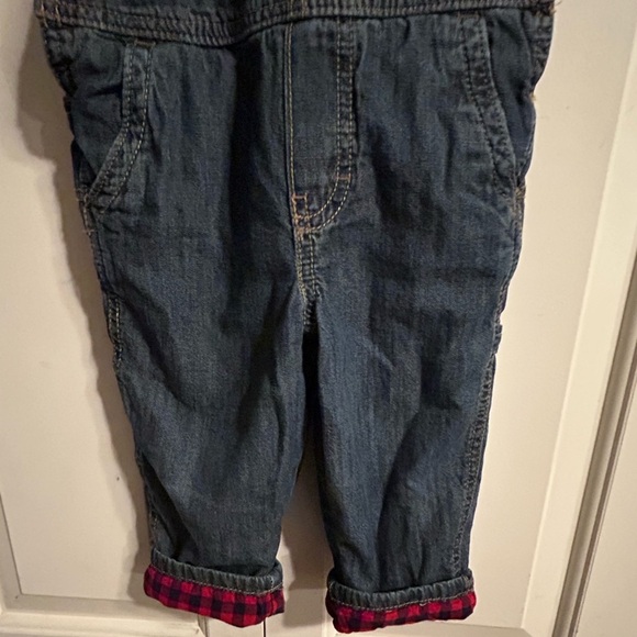 Oshkosh B’Gosh Kids Toddlers Denim Overalls Flannel Lined size 2T - Picture 2 of 11